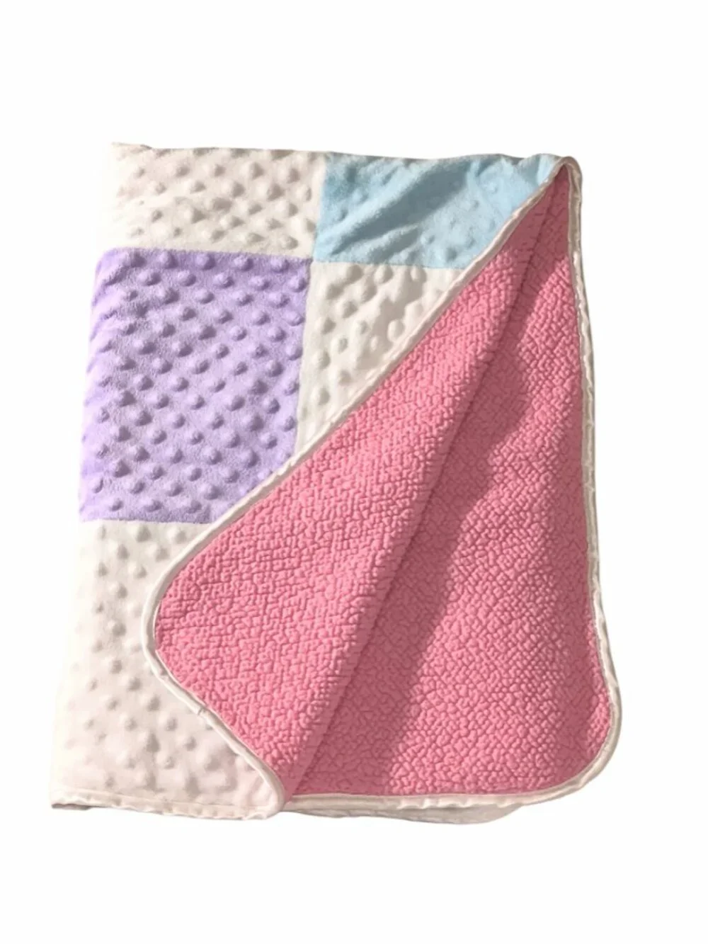 Circo Minky Dots Patchwork Squares Pink Sherpa Lovey Security Blanket 30